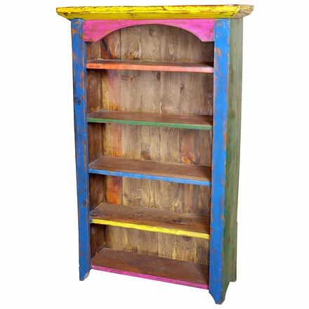Mexican Multi-Color Painted Wood Bookshelf