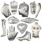 Mexican Natural Tin Milagro Ornaments - Per Doz