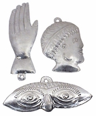 Mexican Natural Tin Milagro Ornaments - Per Doz