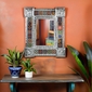 Mexican Natural Tin Mirror With Mixed Talavera Tiles - 20