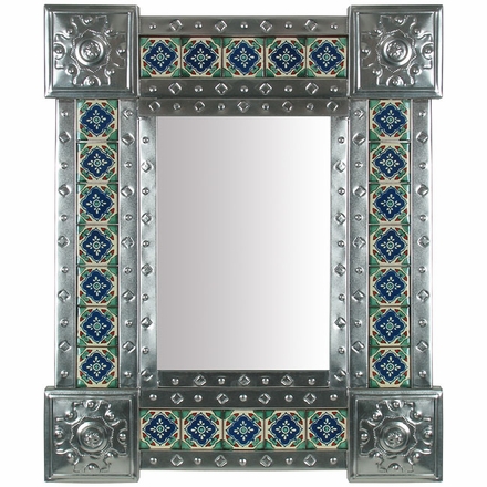 Mexican Natural Tin & Tile Mirror - 20