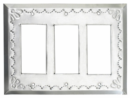 Mexican Natural Tin Triple Rocker Switch Plate - Star