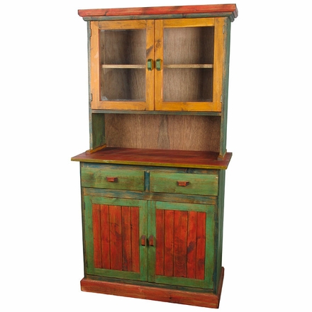 Mexican Painted Cupboard with Glass