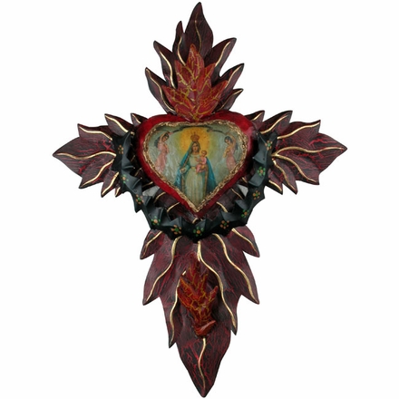 Mexican Painted Tin Fire Cross