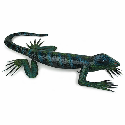 Mexican Painted Tin Iguana Sculpture