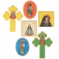 Mexican Painted Tin Religious Ornaments - Set of Two