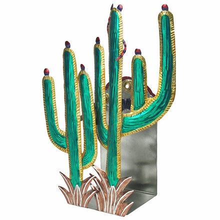 Mexican Painted Tin Saguaro Candle Sconce