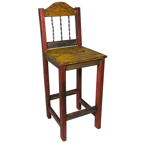 Mexican Painted Wood Bar Stools