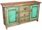 Mexican Painted Wood Buffet - 2 Doors 3 Drawers