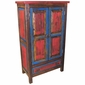 Mexican Painted Wood Cabinet with Shelves