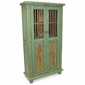 Mexican Painted Wood Cabinet with Spindle Doors - Green