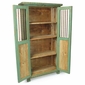 Mexican Painted Wood Cabinet with Spindle Doors - Green