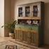 Mexican Painted Wood China Cabinet with Glass