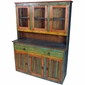 Mexican Painted Wood China Cabinet with Glass