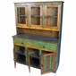 Mexican Painted Wood China Cabinet with Glass