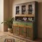 Mexican Painted Wood China Cabinet with Glass