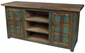 Mexican Painted Wood Entertainment Console with Doors and Shelves