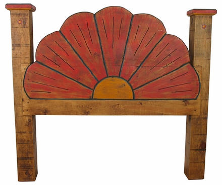Mexican Painted Wood Flower Headboard