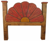 Mexican Painted Wood Flower Headboard