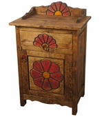 Mexican Painted Wood Flower Nightstand