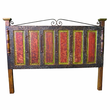Mexican Painted Wood Headboard