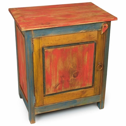 Mexican Painted Wood Nightstand - 1 Door
