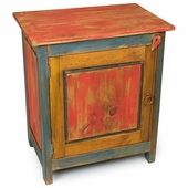 Mexican Painted Wood Nightstand - 1 Door