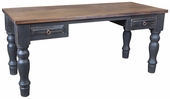 Mexican Painted Wood Office Desk with Drawers - Blue