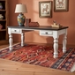 Mexican Painted Wood Office Desk with Drawers - White