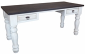 Mexican Painted Wood Office Desk with Drawers - White