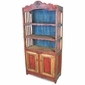 Mexican Painted Wood Open Hutch with Spindle Sides