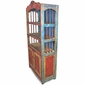 Mexican Painted Wood Open Hutch with Spindle Sides