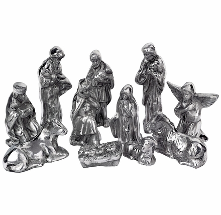 Mexican Pewter Nativity Scene 11-Piece Set
