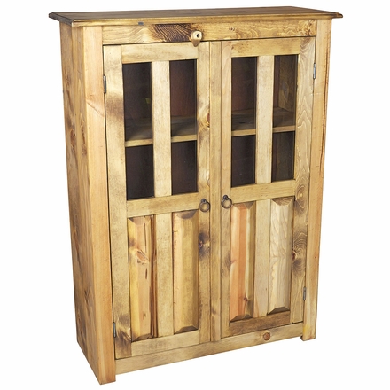 Mexican Pine Cabinet with Glass Doors