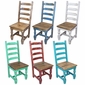 Mexican Pine Painted Wood Ladder Back Dining Chair - 7 Colors - Minimum Order 4