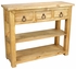 Mexican Pine Sofa Table With 3 Drawers and Double Lower Shelves