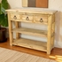 Mexican Pine Sofa Table With 3 Drawers and Double Lower Shelves