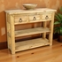 Mexican Pine Sofa Table With 3 Drawers and Double Lower Shelves