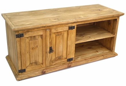Mexican Pine TV Console with 2 Doors and Shelves 46.5