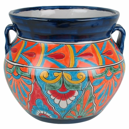 Mexican Pottery Talavera Rounded Flower Pot