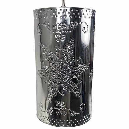 Mexican Punched Natural Tin Hanging Cylinder Light