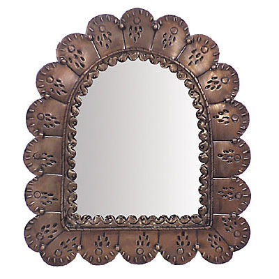 Mexican Punched Tin Arched Petal Mirror