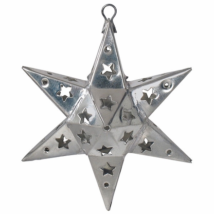 Mexican Punched Tin Half Star Ornaments - Set of 2