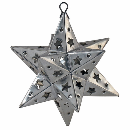 Mexican Punched Tin Star Ornaments - Set of 2