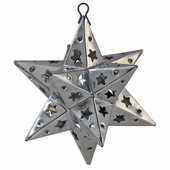 Mexican Punched Tin Star Ornaments - Set of 2