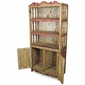 Mexican Rustic Pine Kitchen Hutch with Red Accents