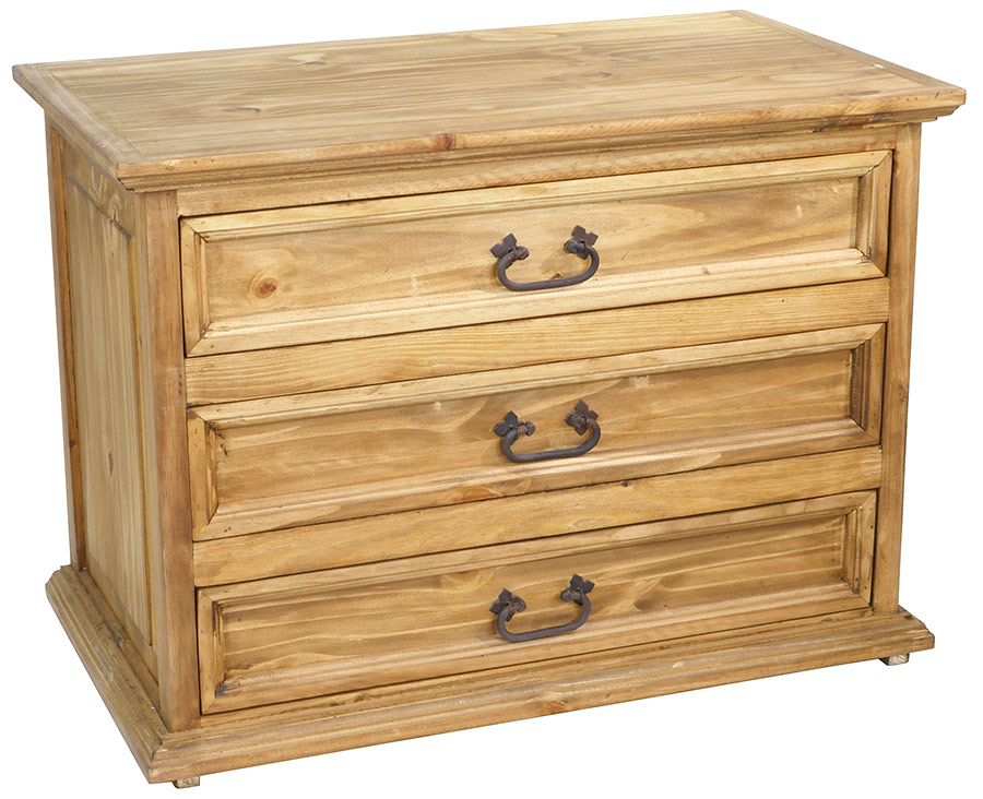 Mexican Rustic Pine Lowboy Dresser 3 Drawers