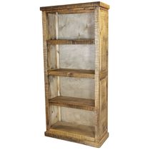 Mexican Rustic Pine Ribbed Book Shelf
