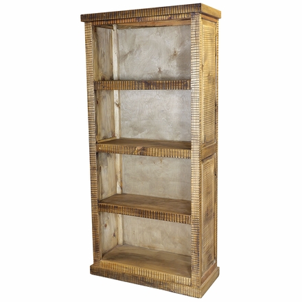 Mexican Rustic Pine Ribbed Book Shelf