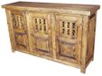 Mexican Rustic Wood Buffet With Cross Cutout Doors